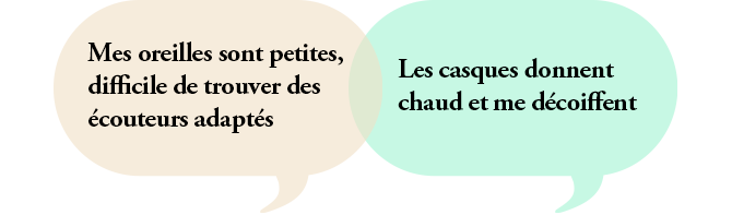 Mes oreilles sont petites, difficile de trouver des écouteurs adaptés | Les casques donnent chaud et me décoiffent